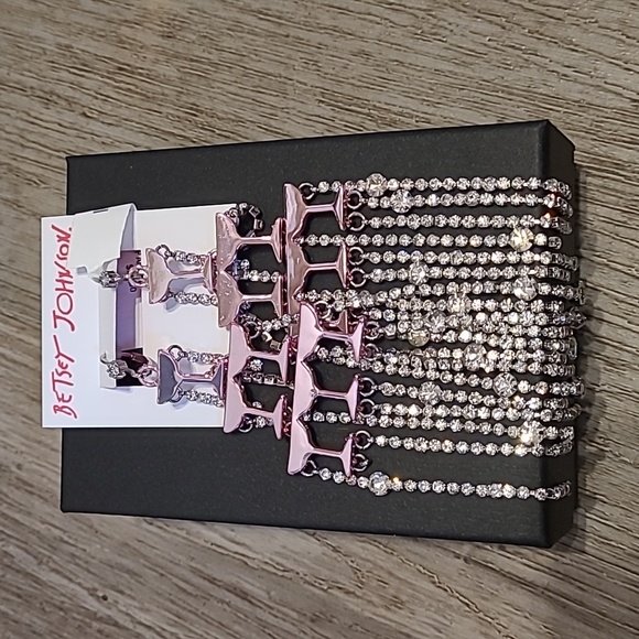 Show stopper party season Betsy, Johnson Cascading Rose gold champagne Glasses - Picture 1 of 6